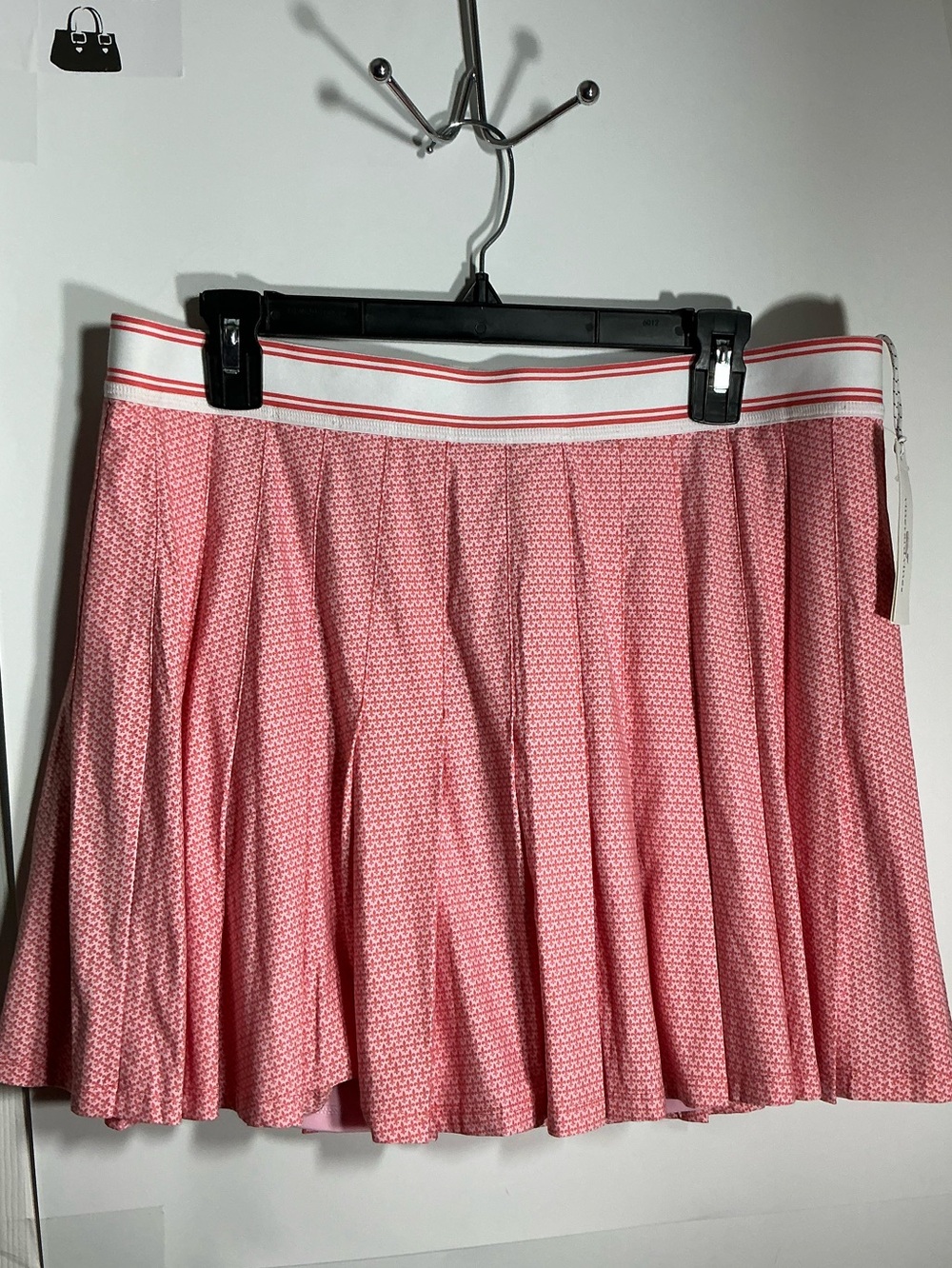 Vineyard Vines Pink Pleated Skater Skirt with shorts  White-Trim Waistband